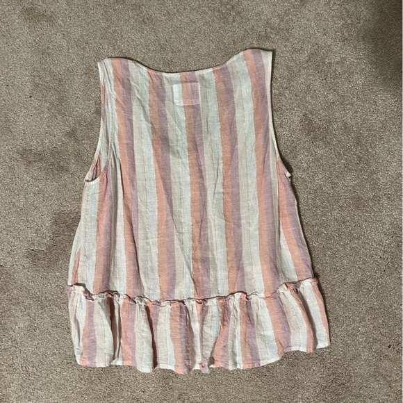 Rails Cream & Pink Striped Peplum Tank Top Size M - Picture 3 of 7